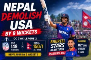 Nepal Demolish USA by 9 Wickets in ICC CWC League 2 — Bhurtel Stars in Kirtipur Masterclass