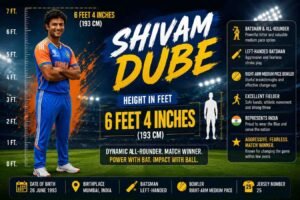 shivam dube height in feet