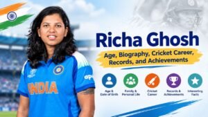 Richa Ghosh age 2026, featuring Indian women’s cricket star Richa Ghosh with details about her biography, cricket career, records, and achievements.