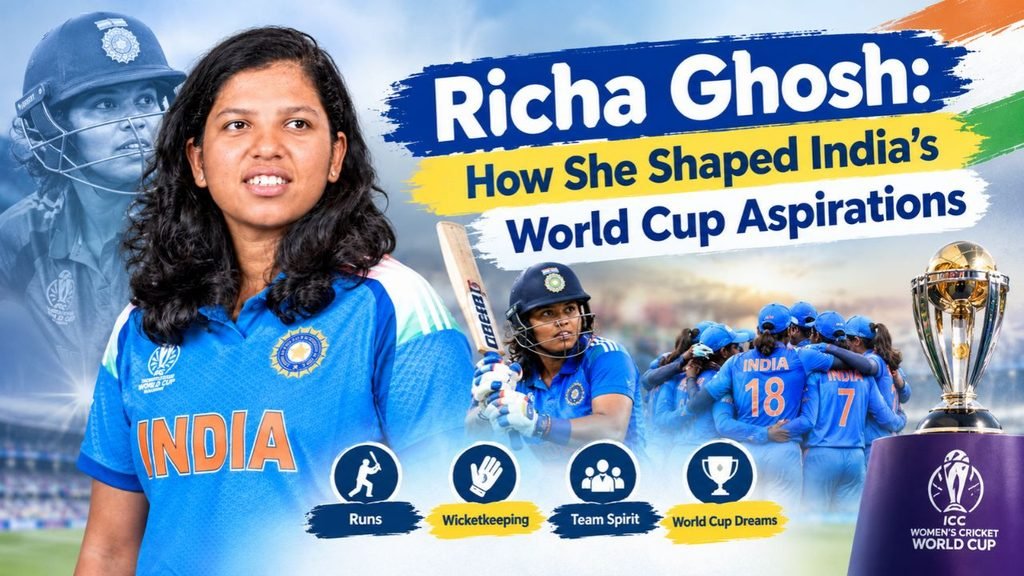 Richa Ghosh World Cup aspirations, highlighting her role in Indian women’s cricket through batting, wicketkeeping, teamwork, and World Cup ambitions.